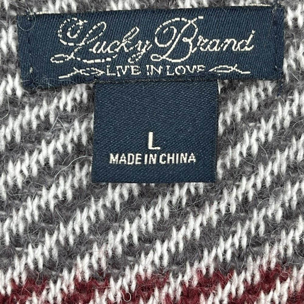 Lucky Brand Alpaca Wool Mohair Blend Check Open Front Cardigan Sweater Large - Picture 7 of 14